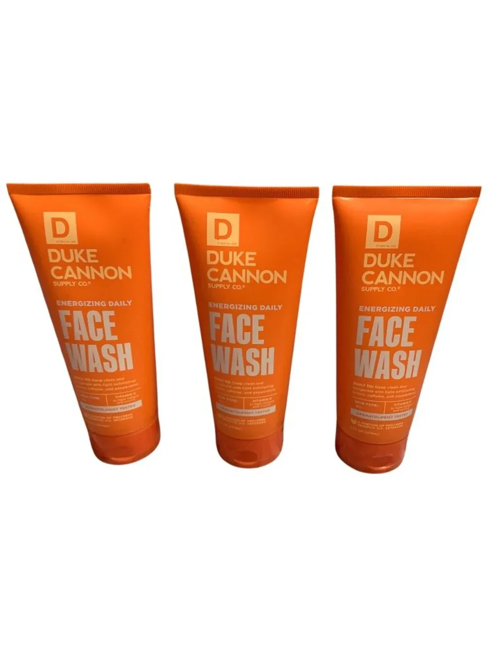 3x Duke Cannon Energizing Daily Face Wash Exfoliating Cleanser For Men 6oz